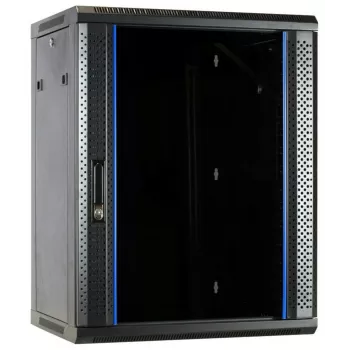 Armario de servidor para pared DSIT DS6615 15U con puerta de cristal, 600x600x770 mm, negro