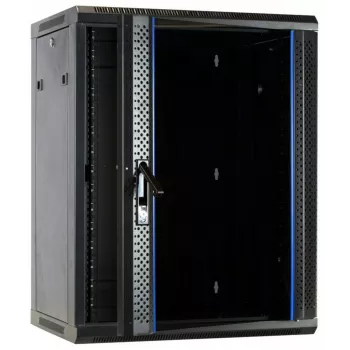 Armario de servidor para pared DSIT DS6615 15U con puerta de cristal, 600x600x770 mm, negro
