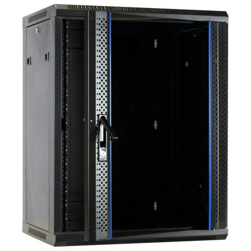 Armario de servidor para pared DSIT DS6615 15U con puerta de cristal, 600x600x770 mm, negro