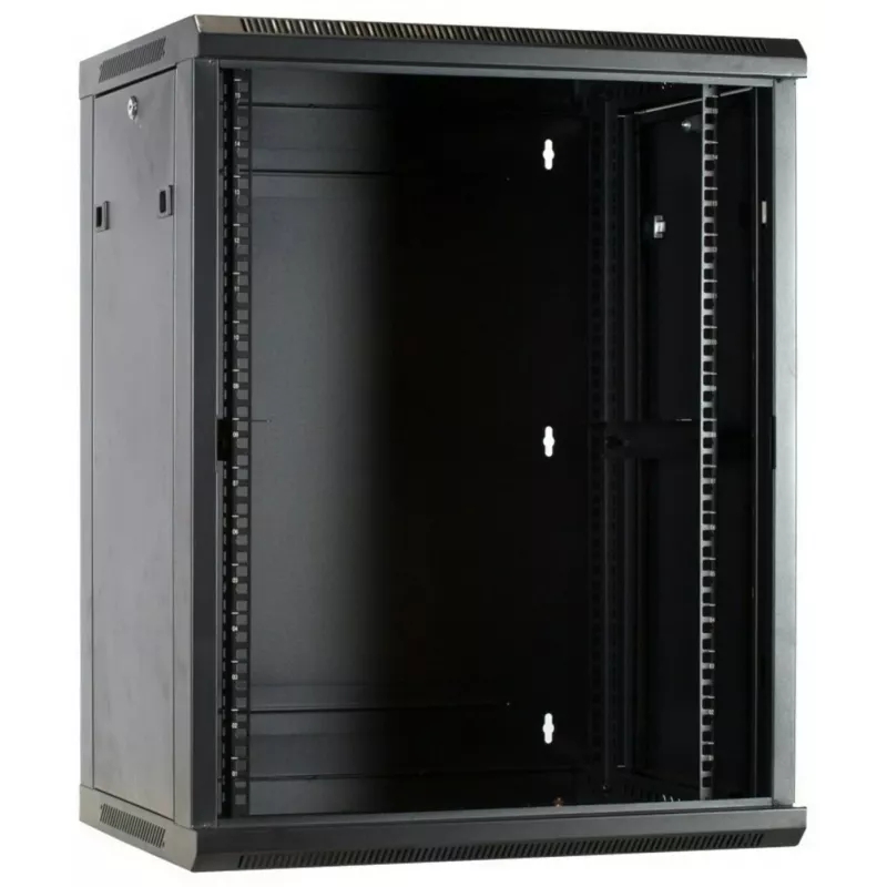 Armario de servidor para pared DSIT DS6615 15U con puerta de cristal, 600x600x770 mm, negro