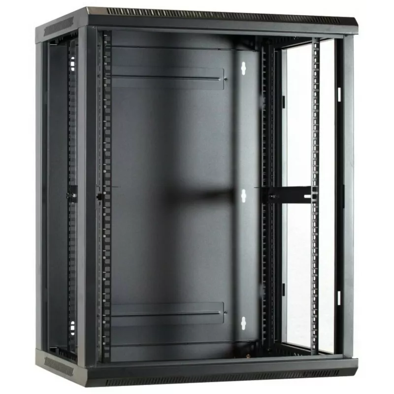 Armario de servidor para pared DSIT DS6615 15U con puerta de cristal, 600x600x770 mm, negro