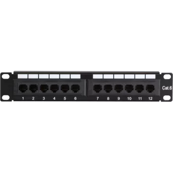 Panel de parcheo DSIT DS-10Patch6-12UTP 10 inch 12 puertos UTP CAT6, montaje en rack 1U, negro
