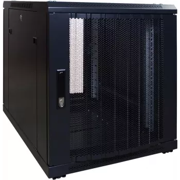 DSIT armario rack servidor independiente 12U, 600x600x720 mm, puerta frontal perforada con cerradura, negro