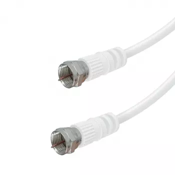 Vivanco VVSAT15MMW cable coaxial de satélite blanco de 1,5 m, conector F a conector F, 75 ohmios, doble apantallamiento