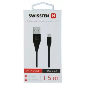 Swissten Cable USB-A a USB-C 3.1 Gen 1 1,5 m negro