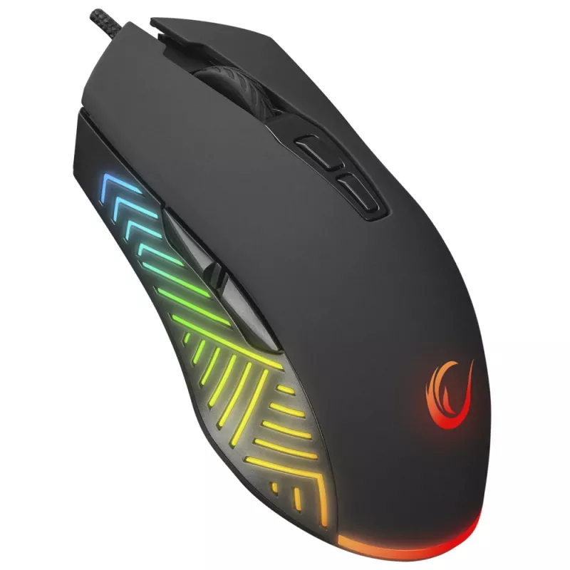 Rampage Spear V2 Ratón gaming con cable 12800 DPI óptico RGB negro