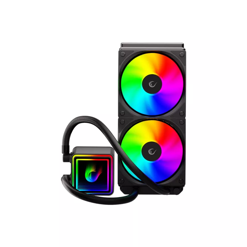 Rampage INFINITE V240 ARGB refrigeración líquida CPU 240mm con indicador de temperatura, negro