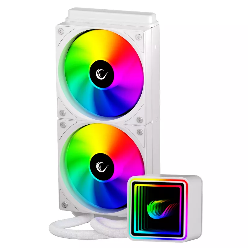 Rampage INFINITE V240 blanco refrigeración líquida CPU AIO 240mm ARGB con indicador de temperatura