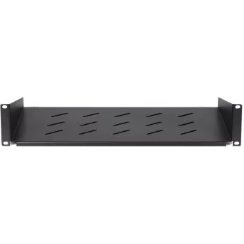 Estante fijo de rack DSIT DS-FH2U300 2U para armarios de pared de 450 mm de profundidad, 300 mm de profundidad, negro