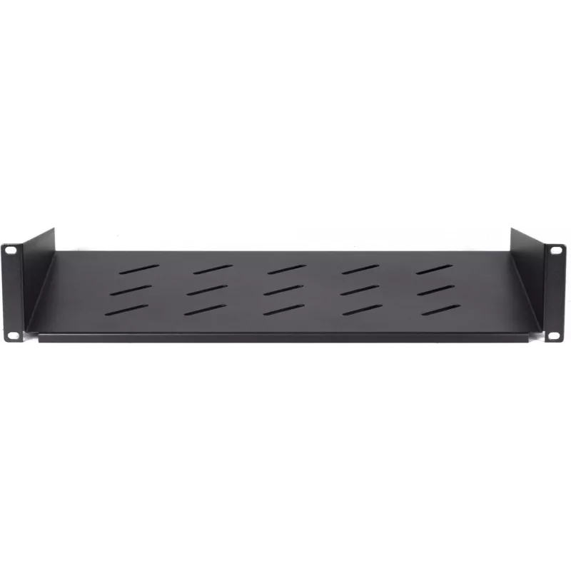 Estante fijo de rack DSIT DS-FH2U300 2U para armarios de pared de 450 mm de profundidad, 300 mm de profundidad, negro