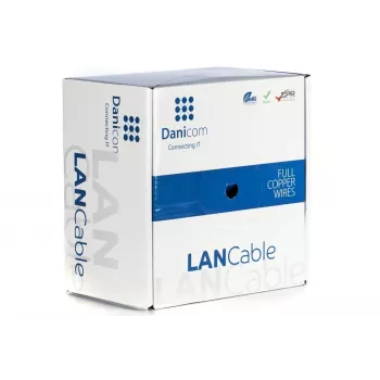 Cable de conductor sólido DSIT DANICOM DC-UTP6A-100S-DCA CAT6A U/UTP, 100 m, LSZH (Dca)