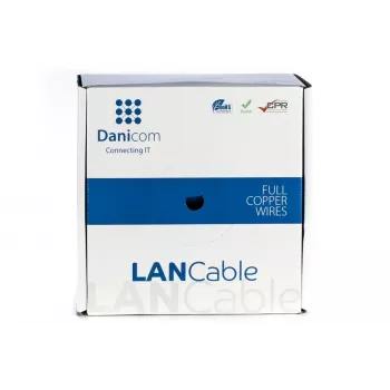 Cable de conductor sólido DSIT DANICOM DC-UTP6A-100S-DCA CAT6A U/UTP, 100 m, LSZH (Dca)