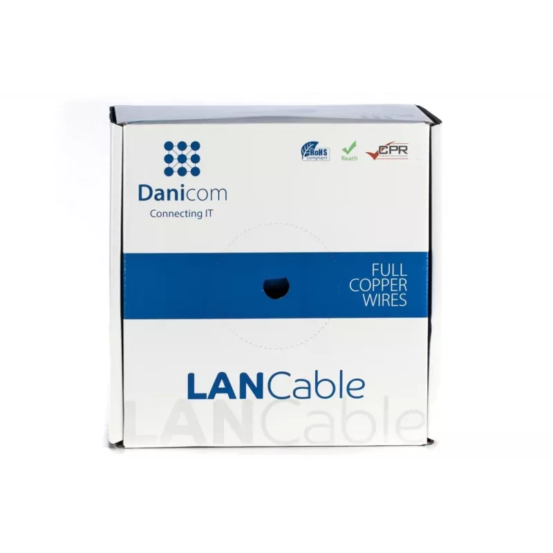 Cable de conductor sólido DSIT DANICOM DC-UTP6A-100S-DCA CAT6A U/UTP, 100 m, LSZH (Dca)