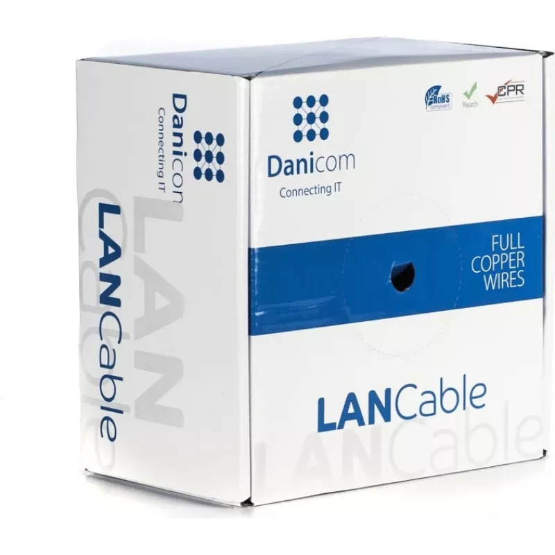 Cable de conductor sólido DSIT DANICOM DC-UTP6A-100S-DCA CAT6A U/UTP, 100 m, LSZH (Dca)