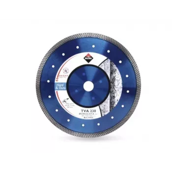 RUBI Disco de corte diamantado TVA 115 SUPERPRO - Disco de corte diamantado de 115 mm con borde continuo para porcelana, cerámica, granito, mármol, corte en húmedo/seco