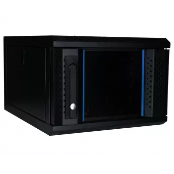 DSIT Armario de pared 4U 10 pulgadas con puerta de cristal de seguridad, 370x450x264 mm, negro