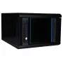 DSIT Armario de pared 4U 10 pulgadas con puerta de cristal de seguridad, 370x450x264 mm, negro
