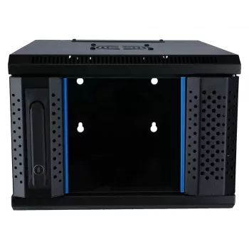 DSIT Armario de pared 4U 10 pulgadas con puerta de cristal de seguridad, 370x450x264 mm, negro