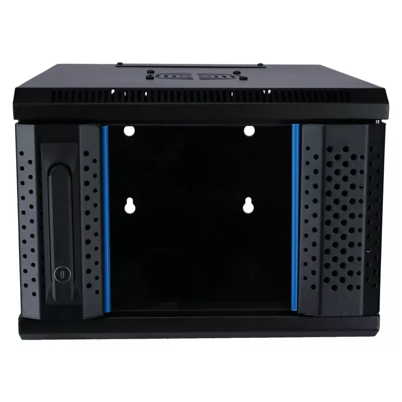 DSIT Armario de pared 4U 10 pulgadas con puerta de cristal de seguridad, 370x450x264 mm, negro