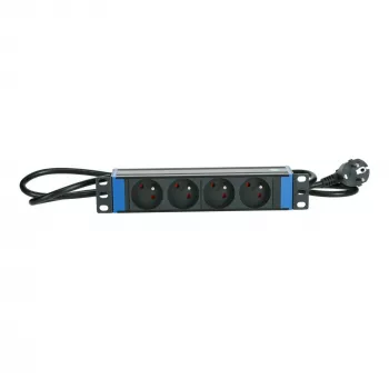DSIT DS10-4PDU-PE Regleta de enchufes de 10 inch de 4 tomas con contacto de protección, cable de 1,5 m, blanca
