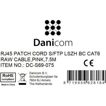 DSIT cable de red CAT 6 LSOH - S/FTP - 7,5 m - rosa