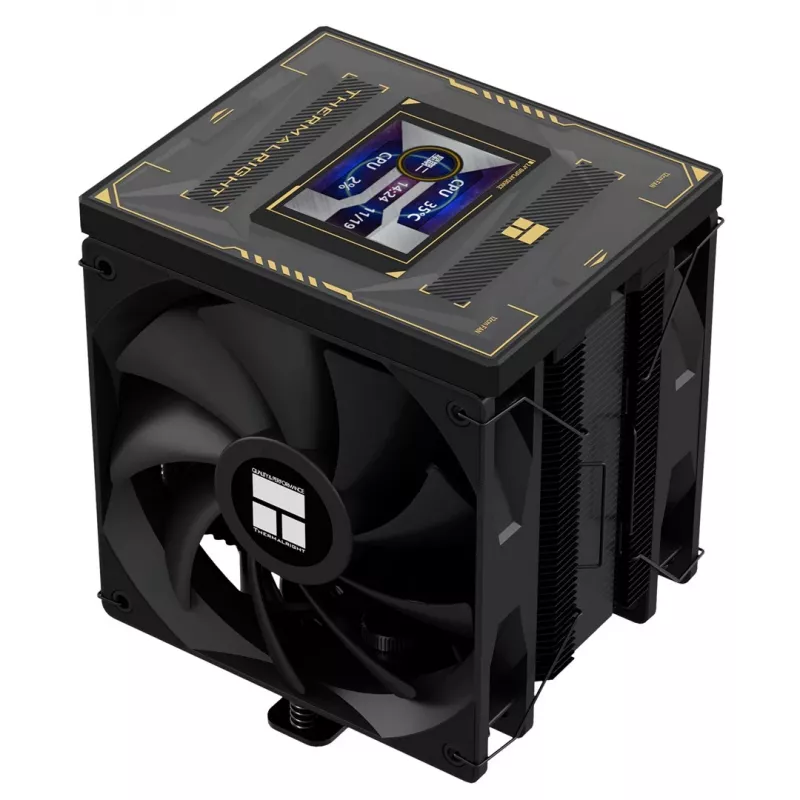 Thermalright Burst Assassin 120 Vision Black ARGB Disipador de CPU por aire con pantalla TFT-LCD, 6 heatpipes, 220W TDP, ventilador PWM de 120mm, Intel LGA1700/1200/115X/2011/2066, AMD AM5/AM4