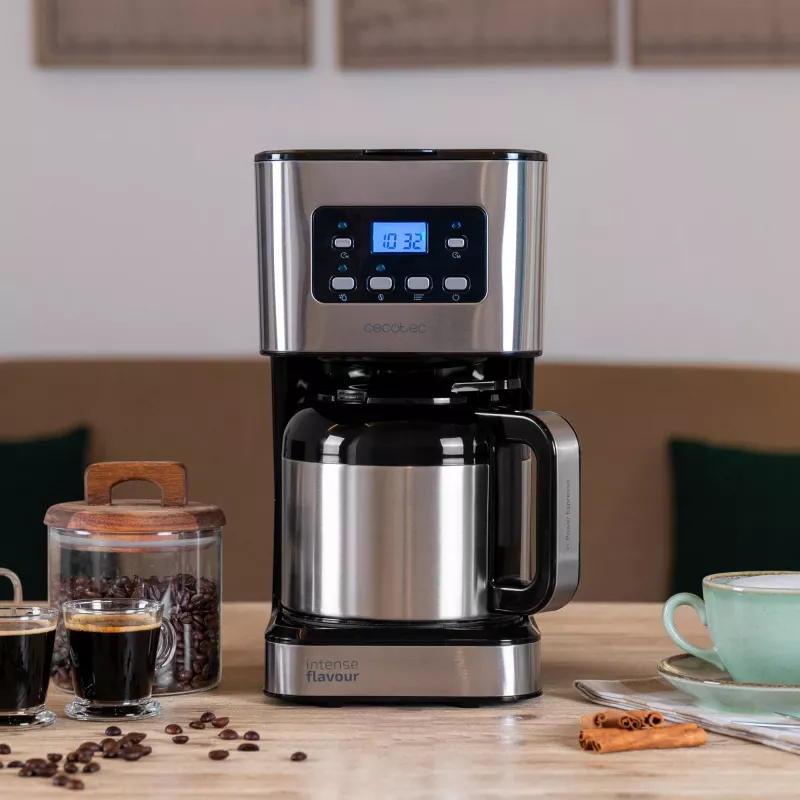 Cecotec Coffee 66 Drop & Thermo Time cafetera de filtro, jarra térmica de 1,2 l, 950 W, acero inoxidable/negro