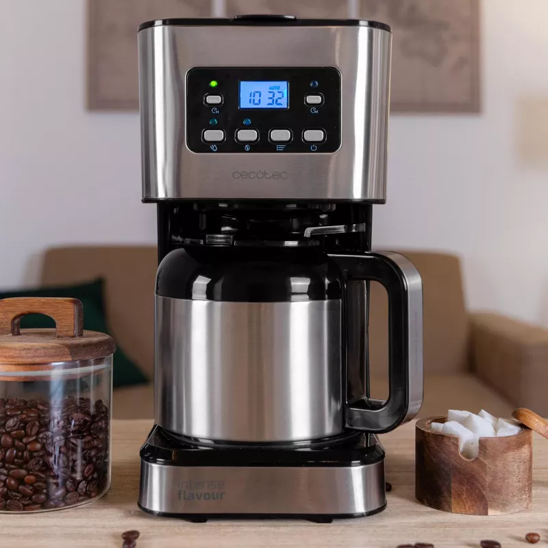 Cecotec Coffee 66 Drop & Thermo Time cafetera de filtro, jarra térmica de 1,2 l, 950 W, acero inoxidable/negro