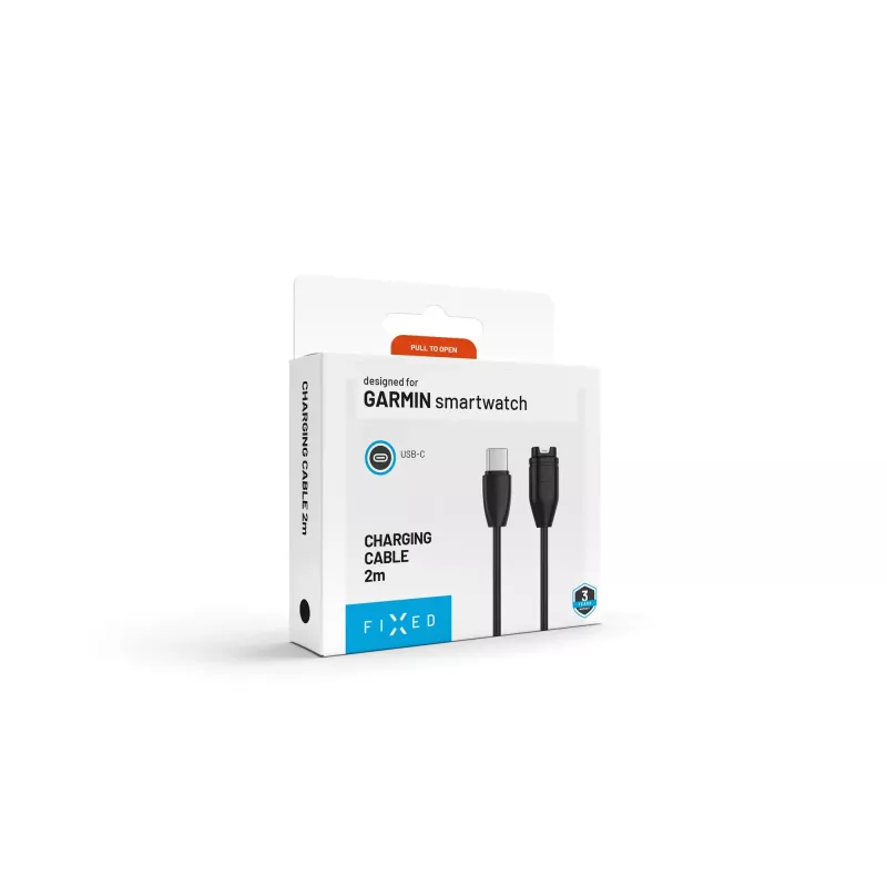 FIXED Cable de carga USB-C a Garmin 2m Negro - Forerunner Fenix Venu Vivoactive Instinct
