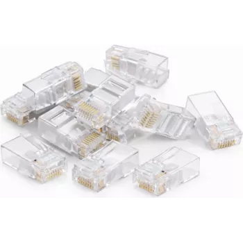 DSIT DANICOM UTP RJ45 Cat5e Conector de red pass-through para hilos flexibles y sólidos (pack de 10)