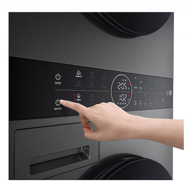 LG ELECTRONICS WashTower WT1210BBF (WiFi) 12kg/10kg lavadora-secadora con AI DD™, Steam+ y ezDispense™ - Black Steel