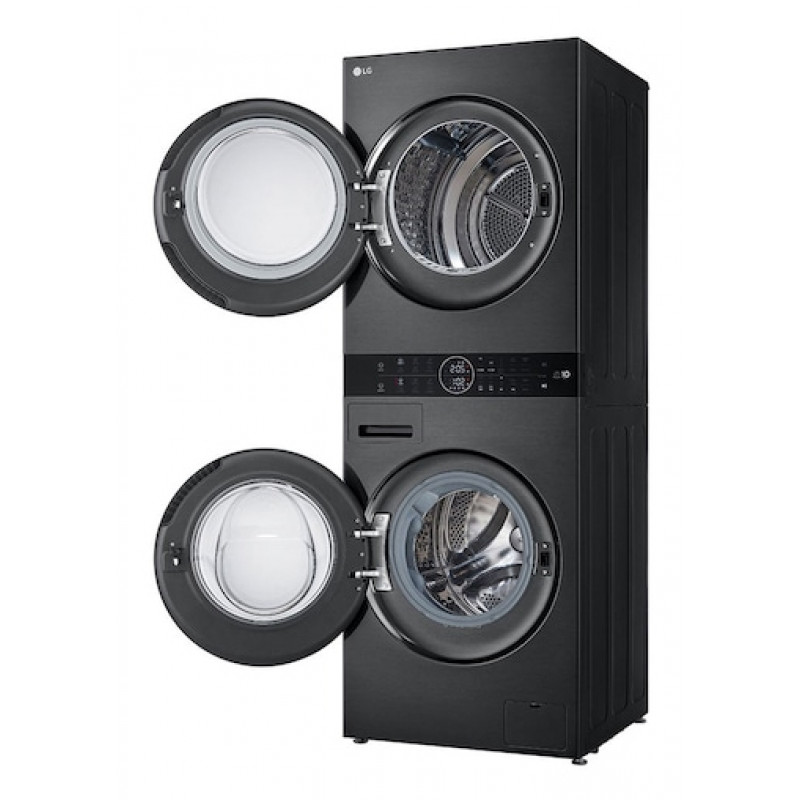LG ELECTRONICS WashTower WT1210BBF (WiFi) 12kg/10kg lavadora-secadora con AI DD™, Steam+ y ezDispense™ - Black Steel