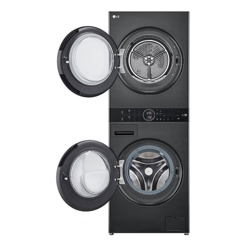 LG ELECTRONICS WashTower WT1210BBF (WiFi) 12kg/10kg lavadora-secadora con AI DD™, Steam+ y ezDispense™ - Black Steel