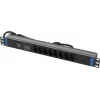 DSIT DS-8PDU-CH-SPO Regleta de enchufes suizos de 8 tomas con protección contra sobretensión y sobrecarga, cable de 1,8 m, Negro