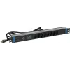 DSIT DS-8PDU-CH-SPO Regleta de enchufes suizos de 8 tomas con protección contra sobretensión y sobrecarga, cable de 1,8 m, Negro