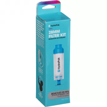 HydraPak filtro en línea PNP de 28 mm - filtro de agua de fibra hueca para botellas y vejigas de hidratación