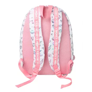 KIDS Wow Holo Holographic Mochila escolar grande A4 para niña Rosa con pompón - Wow00022
