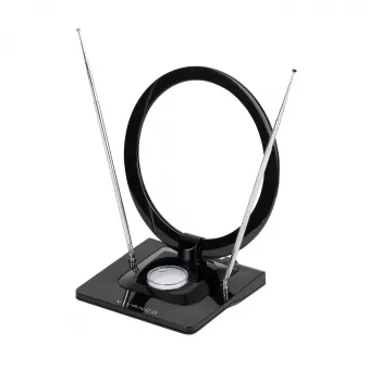Vivanco VVTVANTSCIRCLE antena de interior DVB-T2/DAB+ plana con filtro 4G/5G, negra