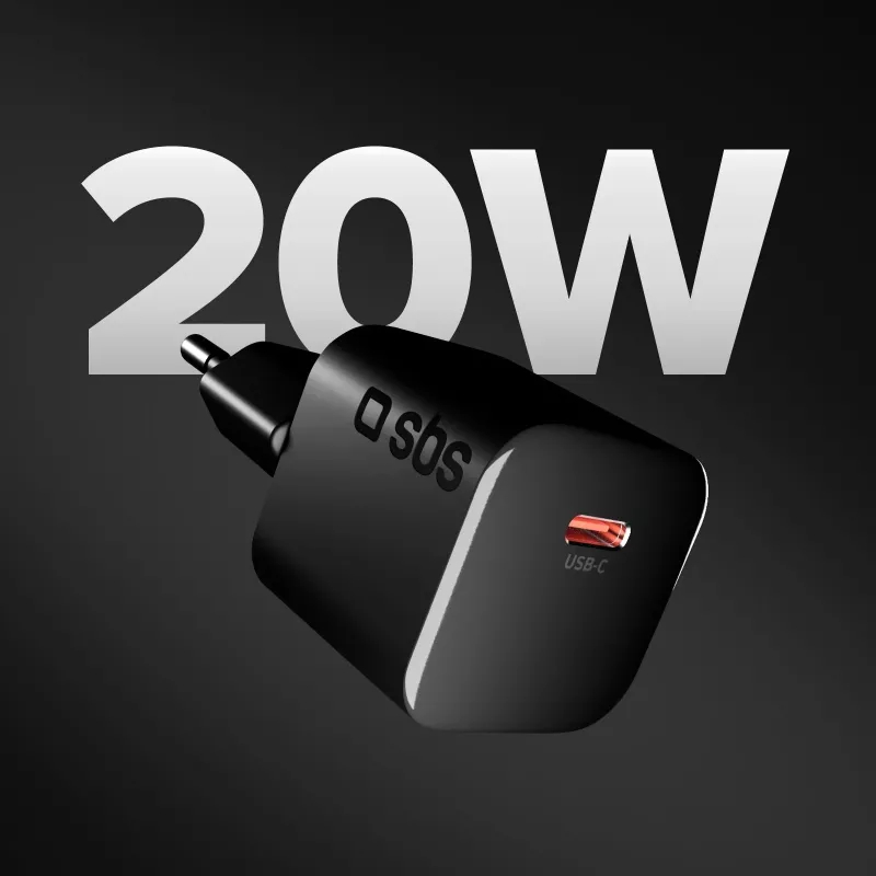 SBS cargador de pared USB-C PD 20W negro