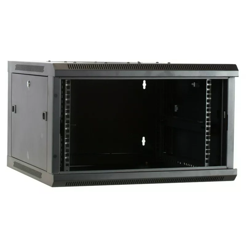 DSIT armario servidor de pared 6U con puerta de cristal, 600 x 600 x 368 mm, negro