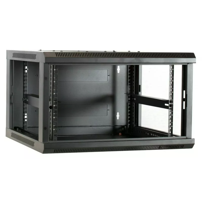 DSIT armario servidor de pared 6U con puerta de cristal, 600 x 600 x 368 mm, negro