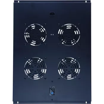 DSIT DS-FT80 Unidad de refrigeración de 4 ventiladores para rack servidor con termostato para armarios de 800 mm de profundidad, 1U, 230V, negro