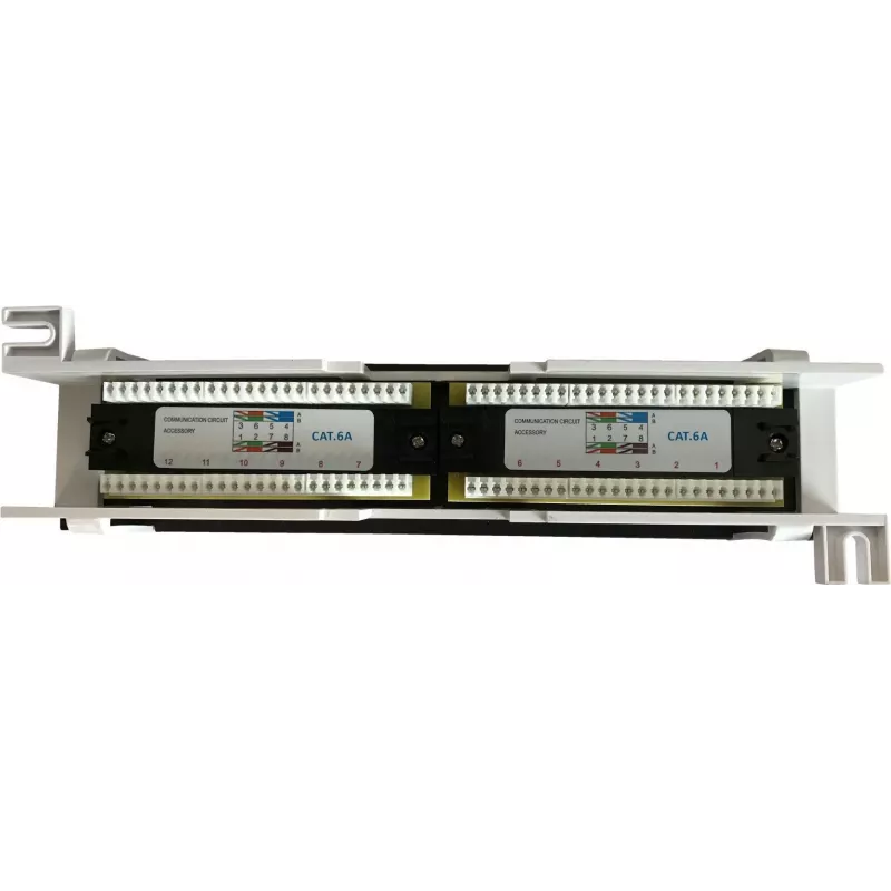 DSIT Panel de parcheo de montaje en pared CAT 6a, 12 puertos UTP, negro