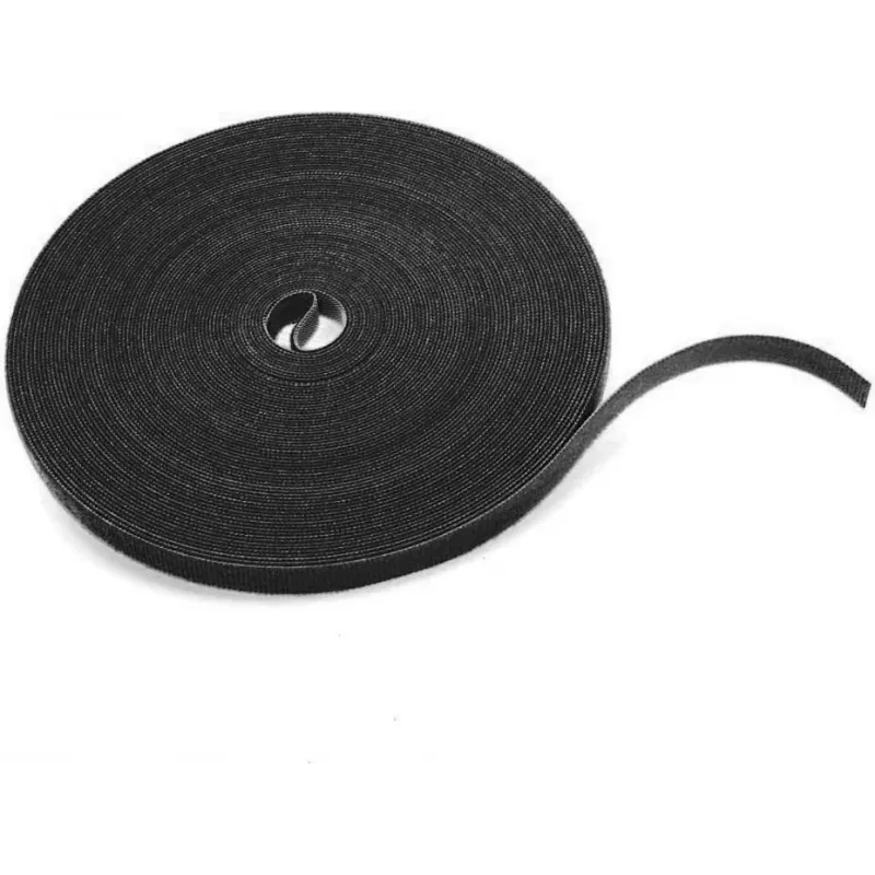 DS-IT Cinta de velcro 25mm x 25m negro, rollo de doble cara