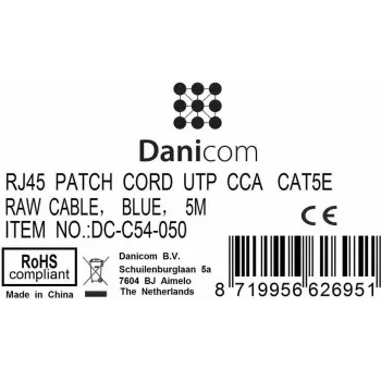 Cable de red patch DSIT CAT 5e U/UTP, 5 m, azul, CCA, RJ45 (DC-C54-050)