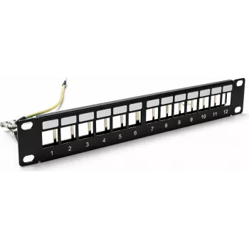 DSIT DS10-Patch-12STP Panel de parcheo keystone STP de 10 pulgadas, 12 puertos, apantallado, 1U, negro