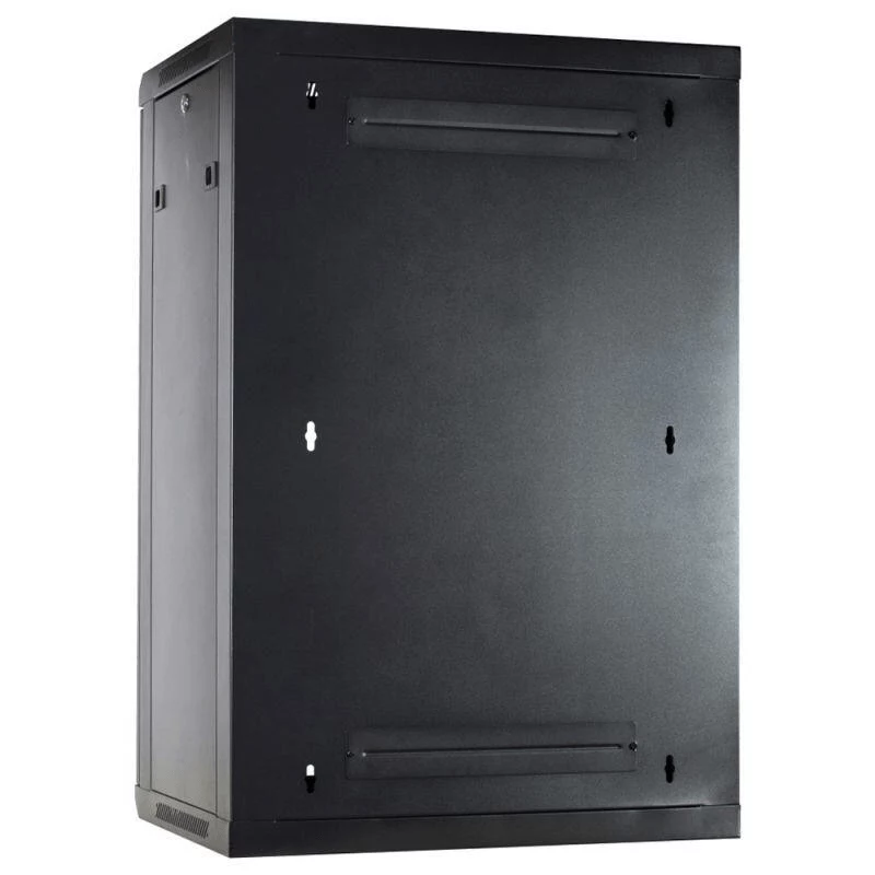 DSIT Armario rack de pared 18U con puerta metálica, 600x450x900 mm, negro