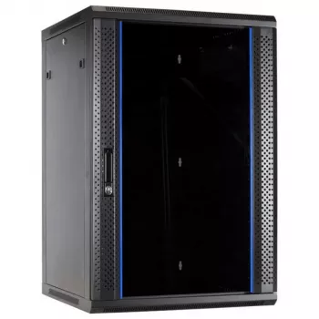DSIT Armario rack de pared 27U con puerta de cristal, 600x600x1300 mm, negro