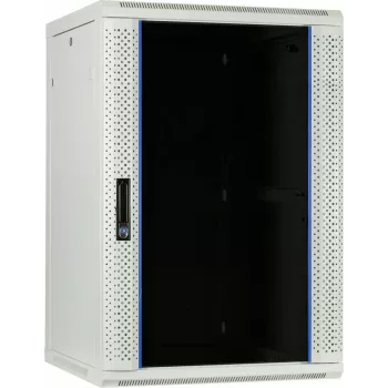DSIT Armario rack de pared 22U con puerta de cristal, 600x600x1100 mm, blanco
