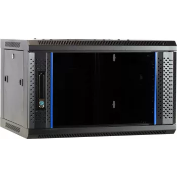 Caja de servidor DSIT DS6604 4U para montaje en pared con puerta de cristal, 600x600x280 mm, negro